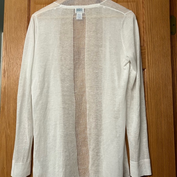 Sigrid Olsen White Cardigan with Tan Accents - Picture 1 of 5